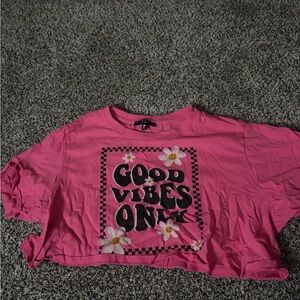 Pink Graphic Crop Top